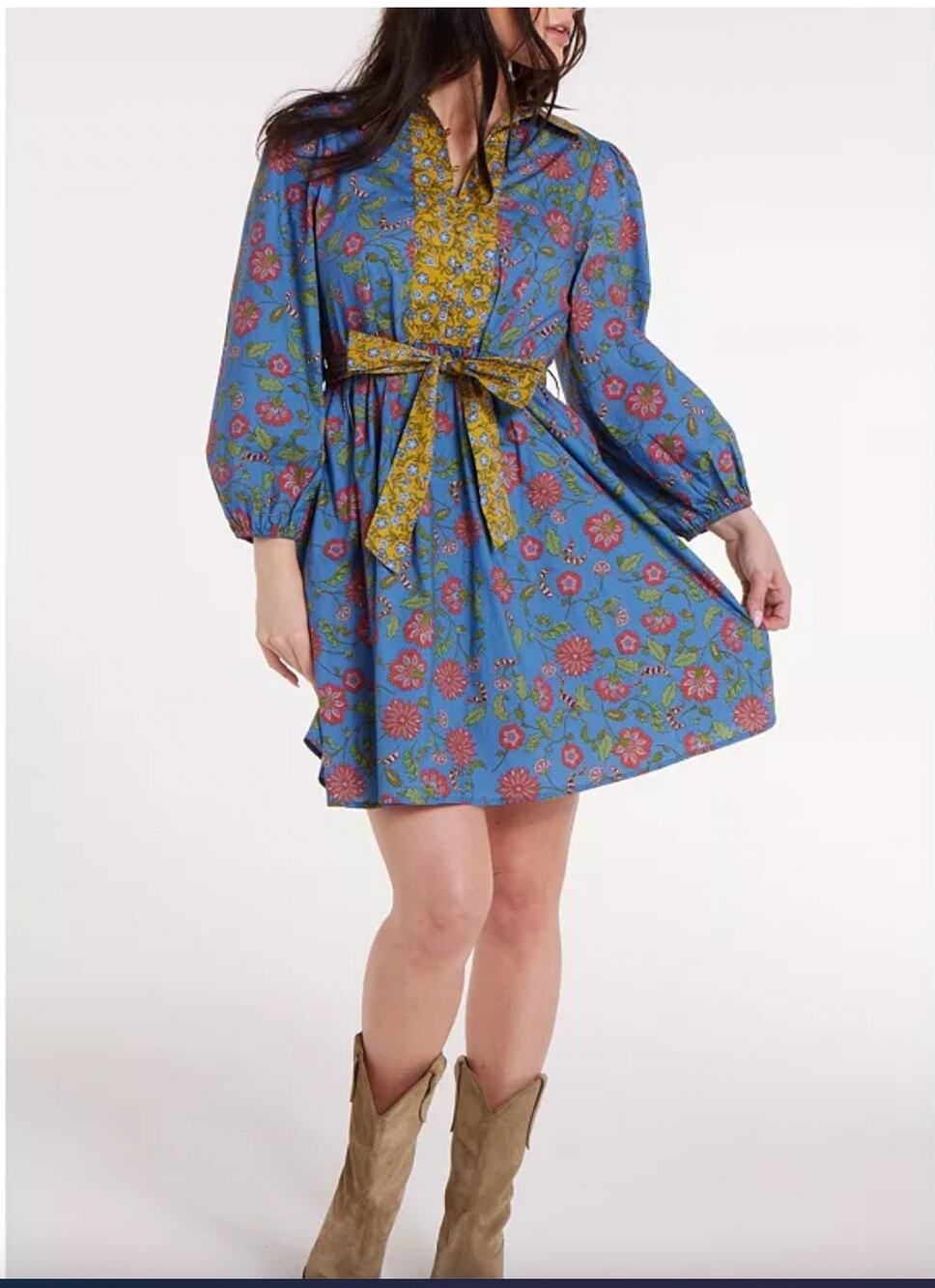 NWT Hermoza Halle Collared Mini Dress in Dusky Bloom Sz L
